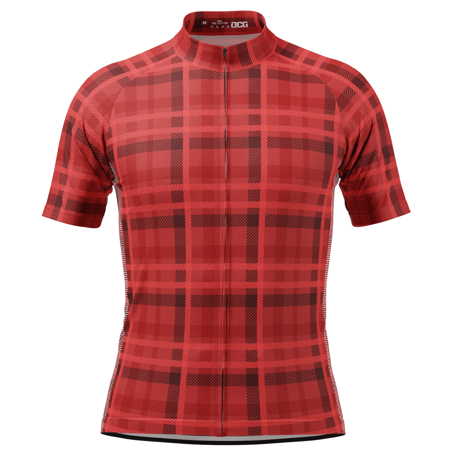Men's Plaid Tartan Pattern Short Sleeve Cycling Jersey