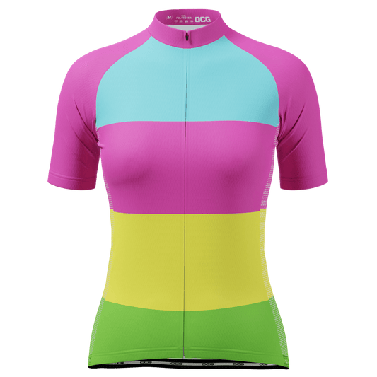 Women's Rainbow Candy Striped Short Sleeve Cycling Jersey