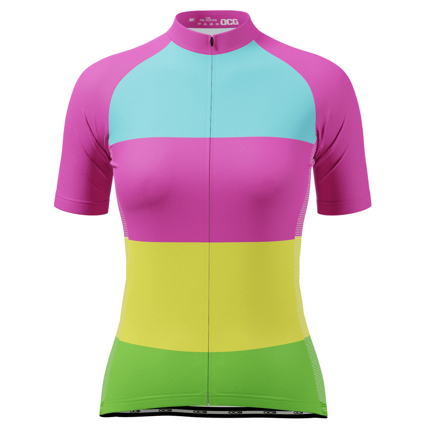 Women's Rainbow Candy Striped Short Sleeve Cycling Jersey