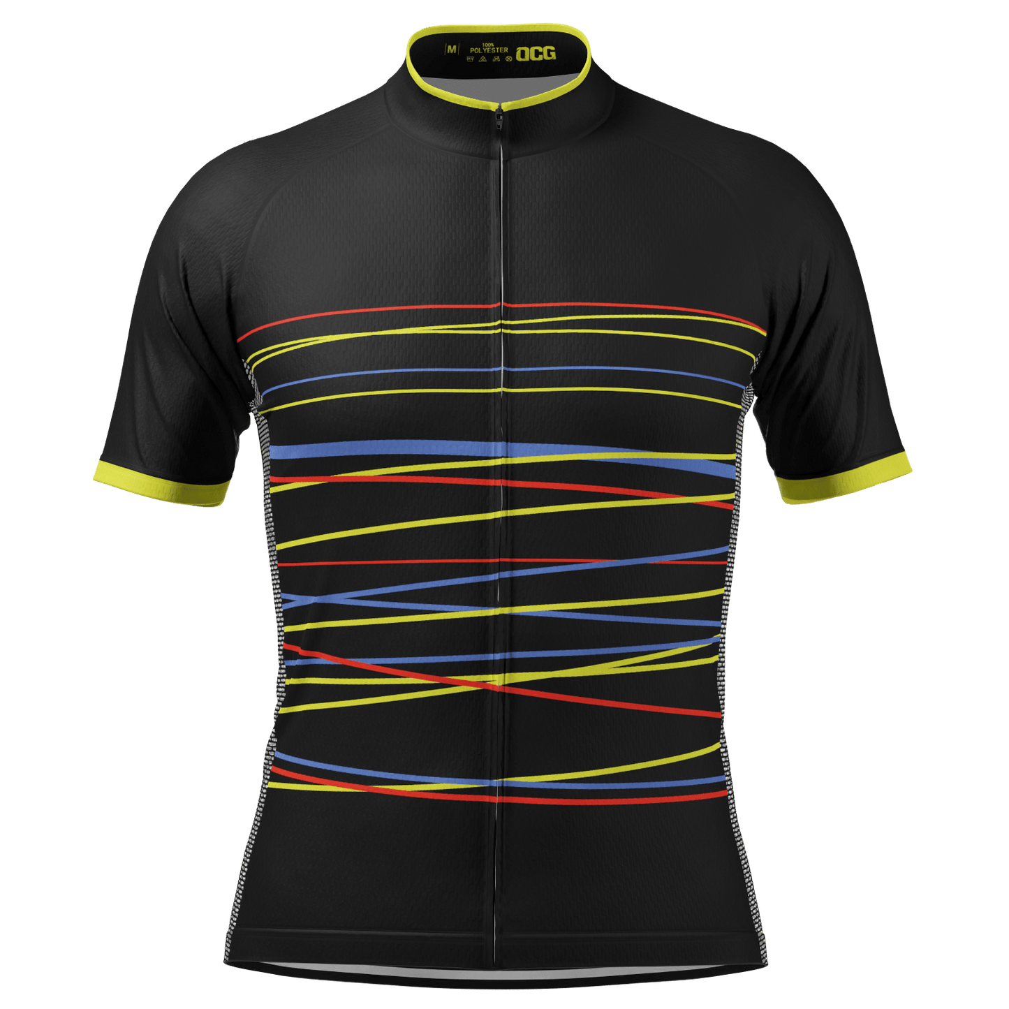 Men's Zigzag Color Lines Short Sleeve Cycling Jersey