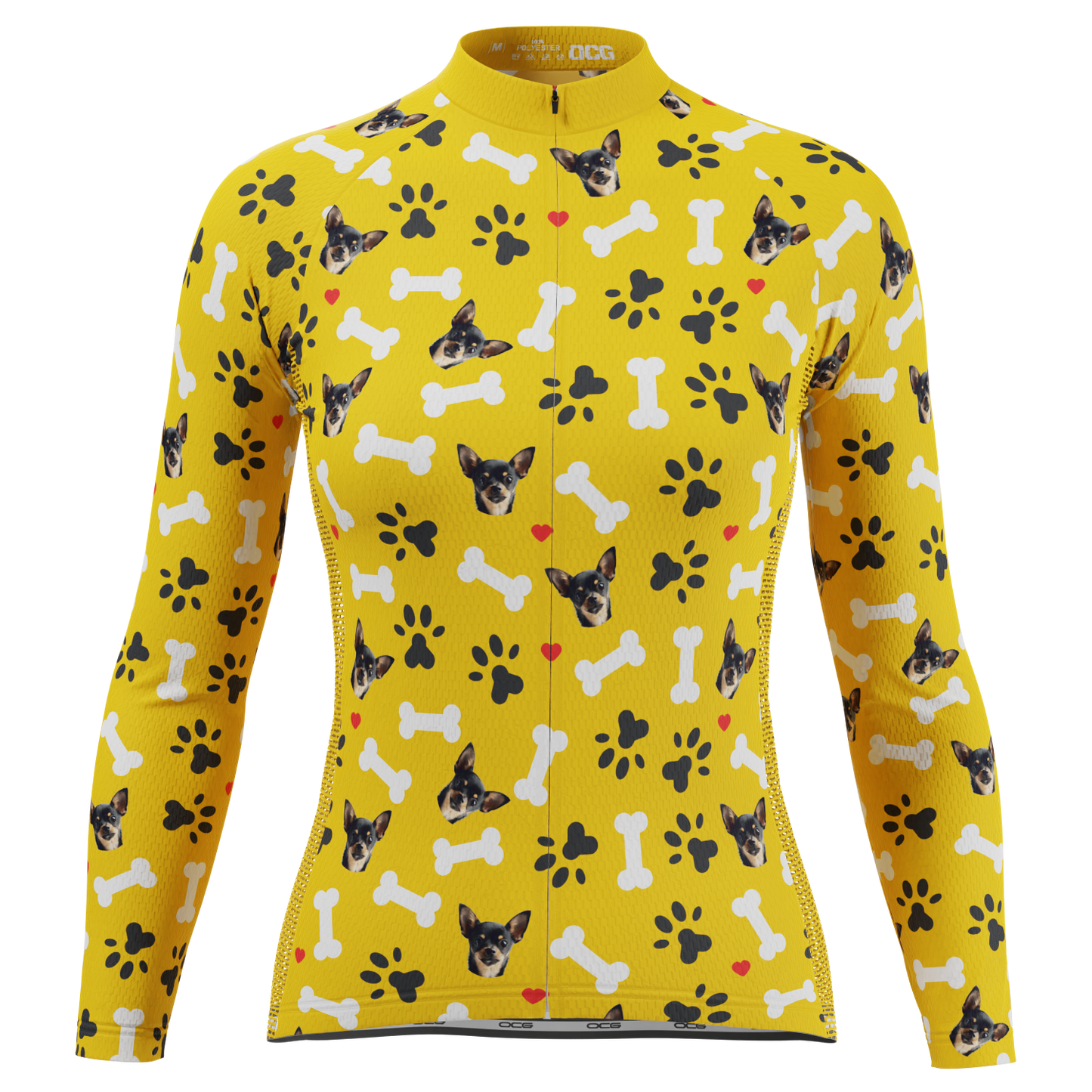 Women's Custom Pet Bones Design Personalized Long Sleeve Cycling Jersey