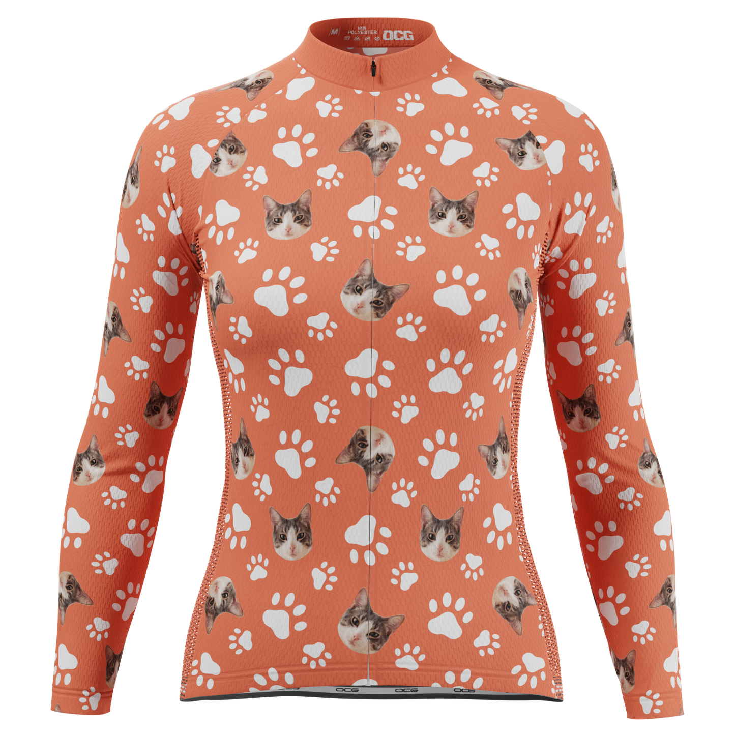 Women's Custom Pet Paws Design Personalized Long Sleeve Cycling Jersey