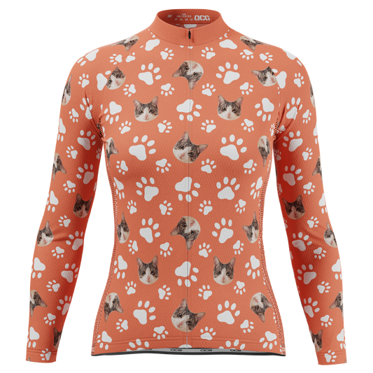 Women's Custom Pet Paws Design Personalized Long Sleeve Cycling Jersey