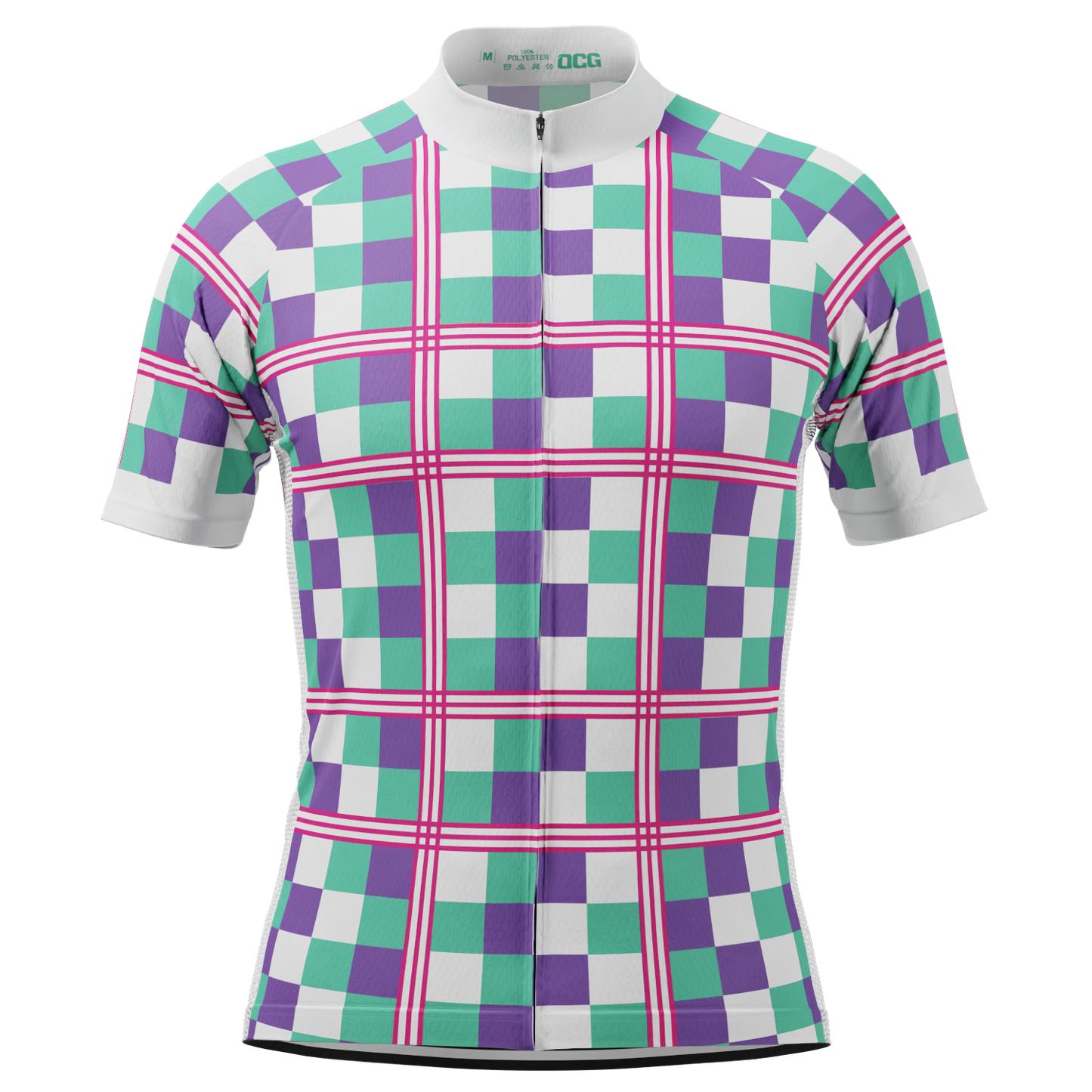 Men's Checkered Plaid Short Sleeve Cycling Jersey