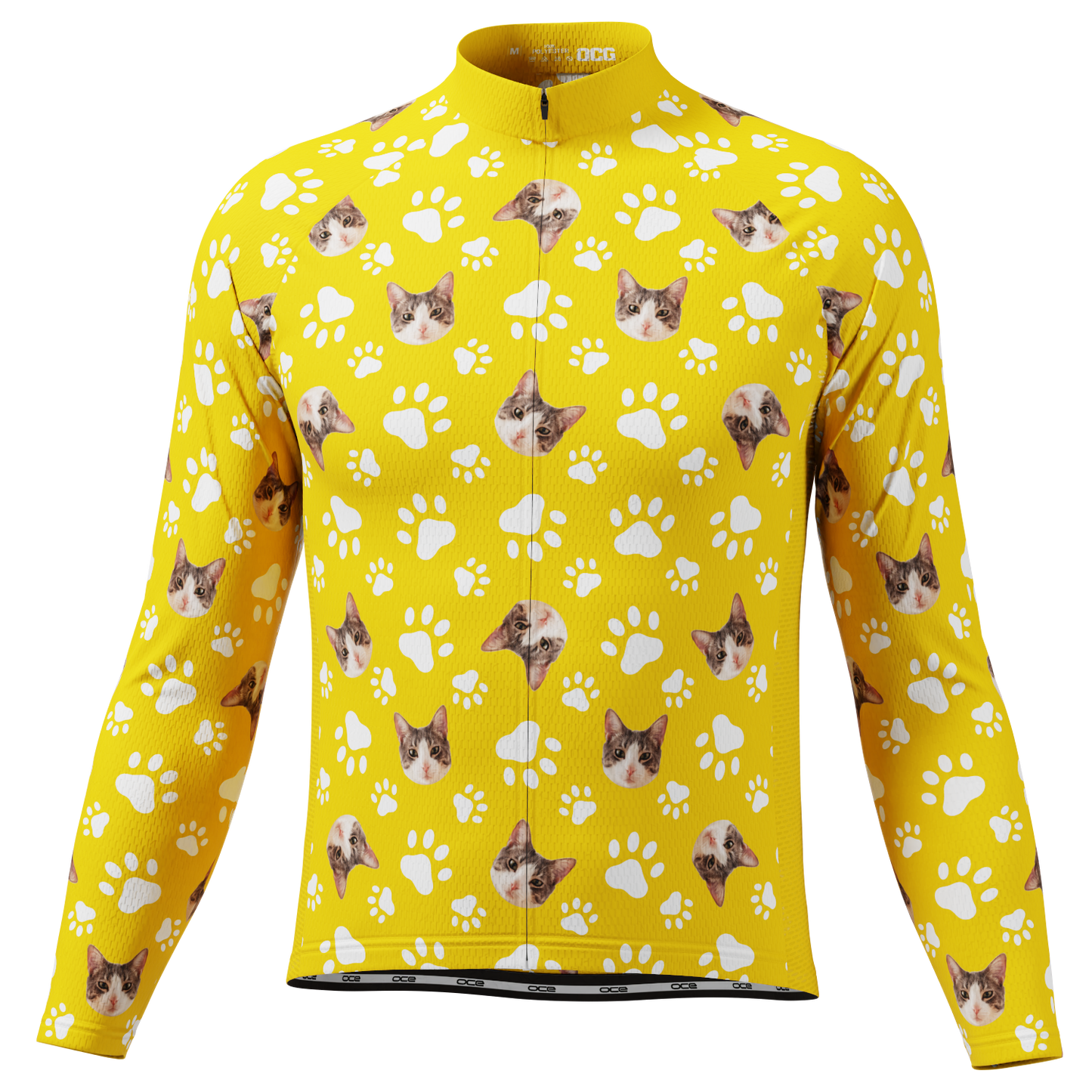 Men's Custom Pet Paws Design Personalized Long-Sleeve Cycling Jersey