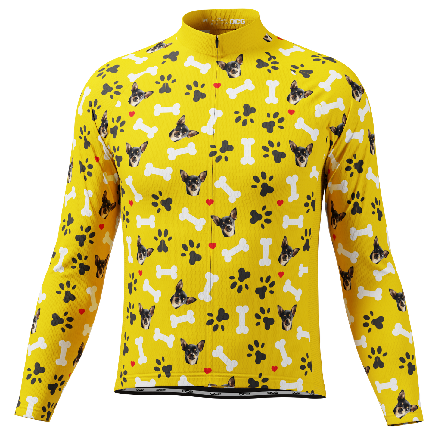 Men's Custom Pet Bones Design Personalized Long-Sleeve Cycling Jersey