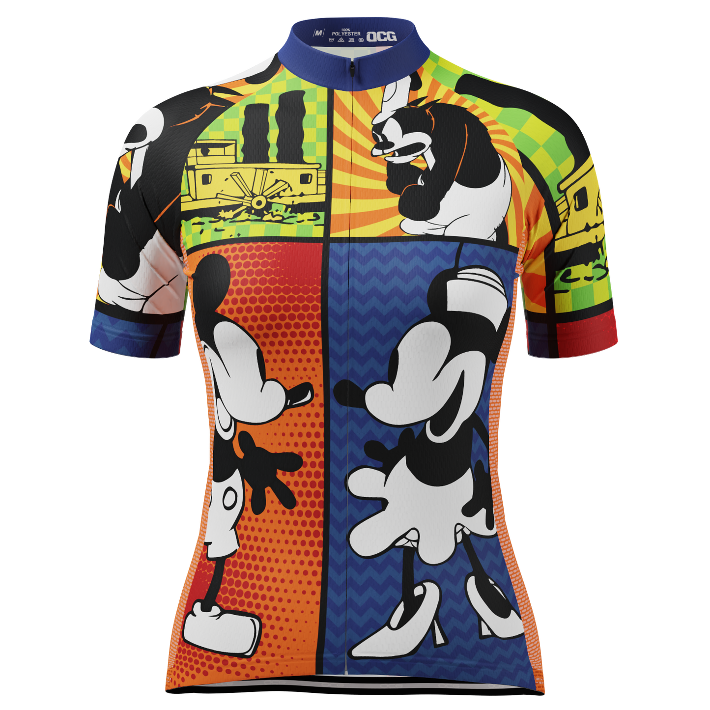 Women's Steamboat Willie Comic Vignettes Short Sleeve Cycling Jersey