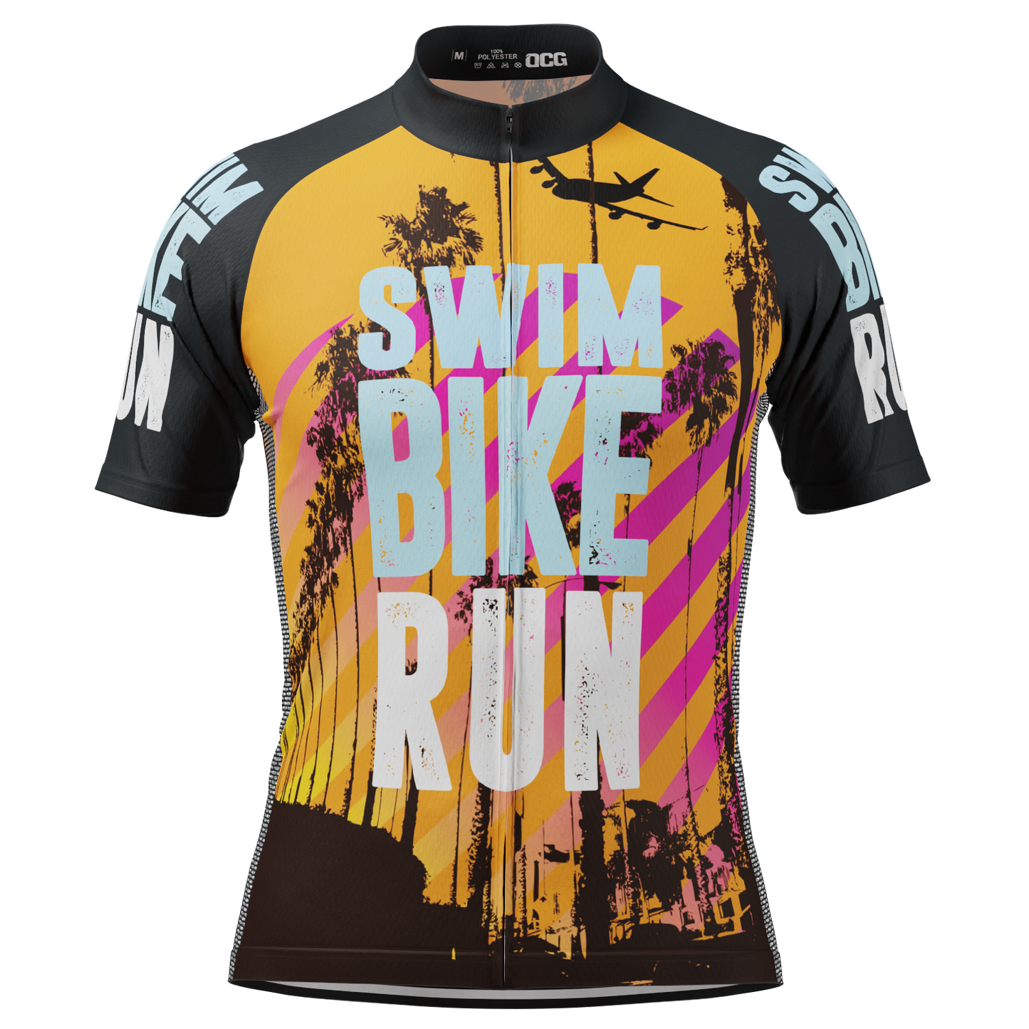 Men's Swim Bike Run Hot Summer Short Sleeve Cycling Jersey