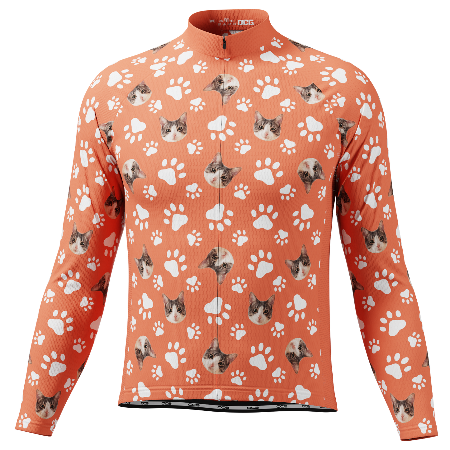 Men's Custom Pet Paws Design Personalized Long-Sleeve Cycling Jersey