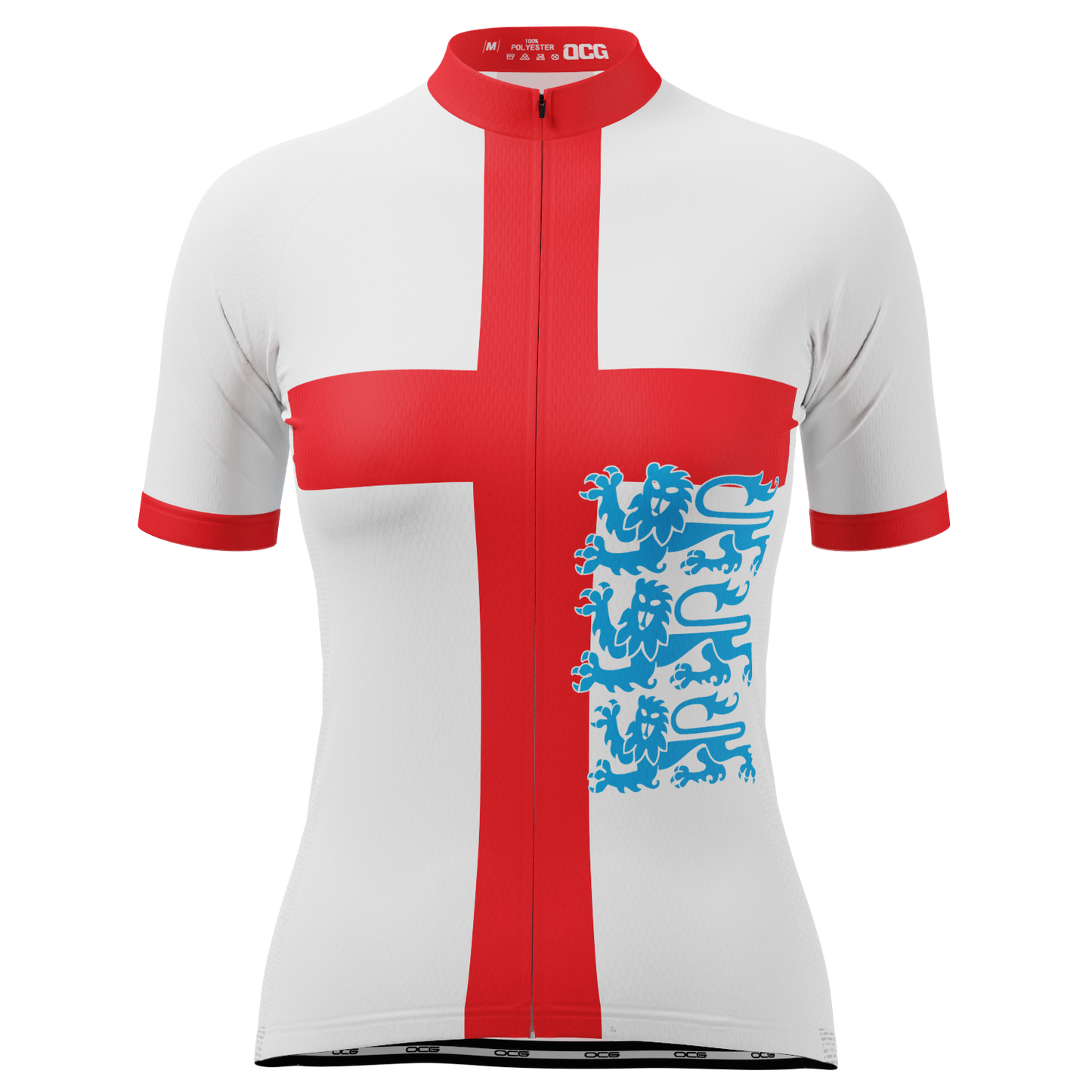 Women's Three Lions England National Flag Short Sleeve Cycling Jersey
