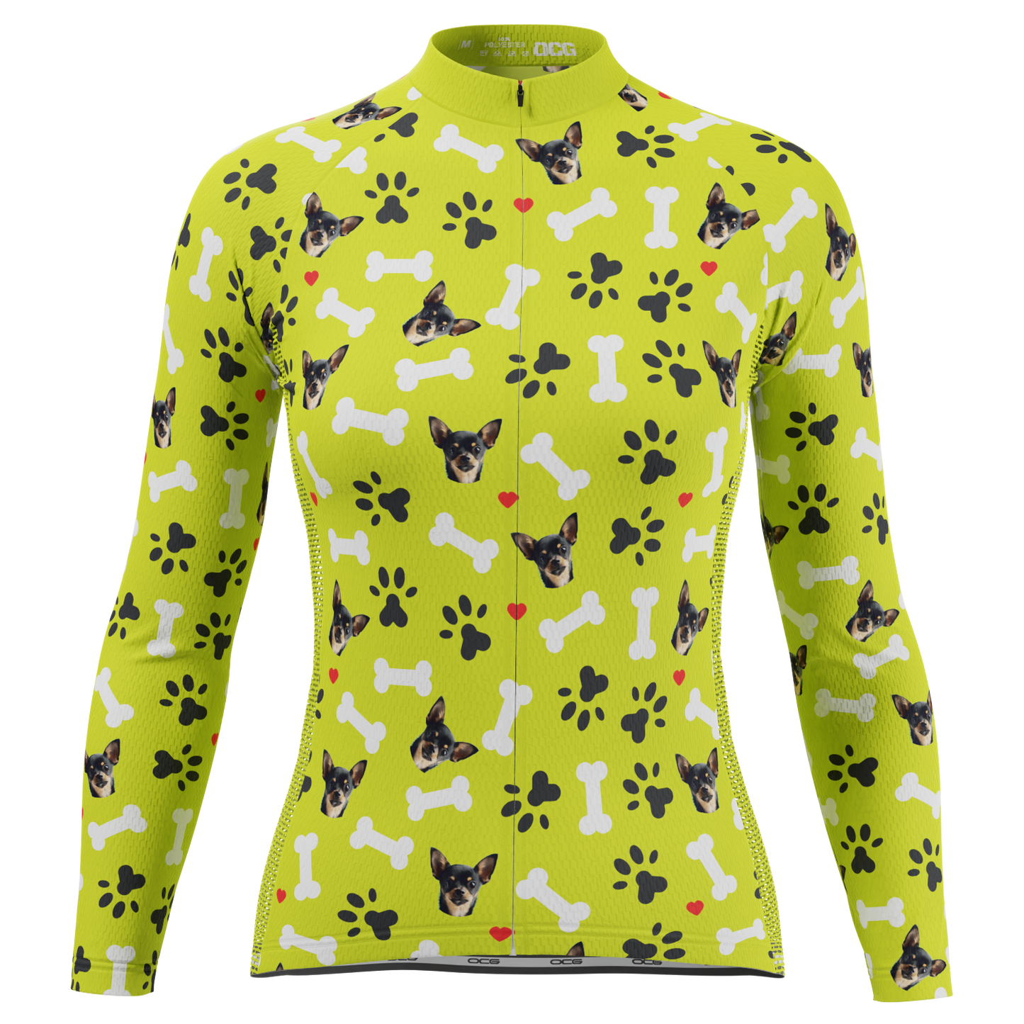 Women's Custom Pet Bones Design Personalized Long Sleeve Cycling Jersey