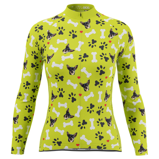 Women's Custom Pet Bones Design Personalized Long Sleeve Cycling Jersey