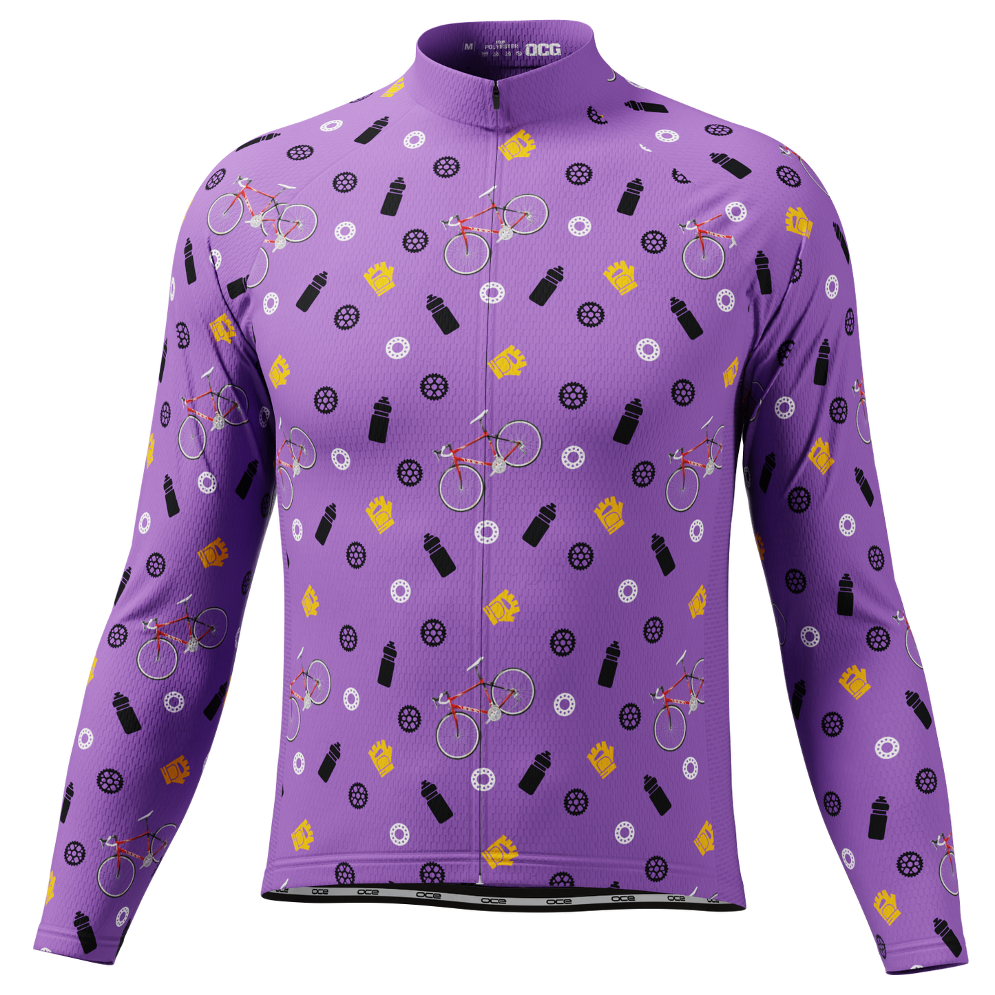 Men's Custom Bike & Gears Design Personalized Long Sleeve Cycling Jersey