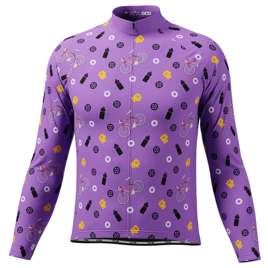 Men's Custom Bike & Gears Design Personalized Long Sleeve Cycling Jersey