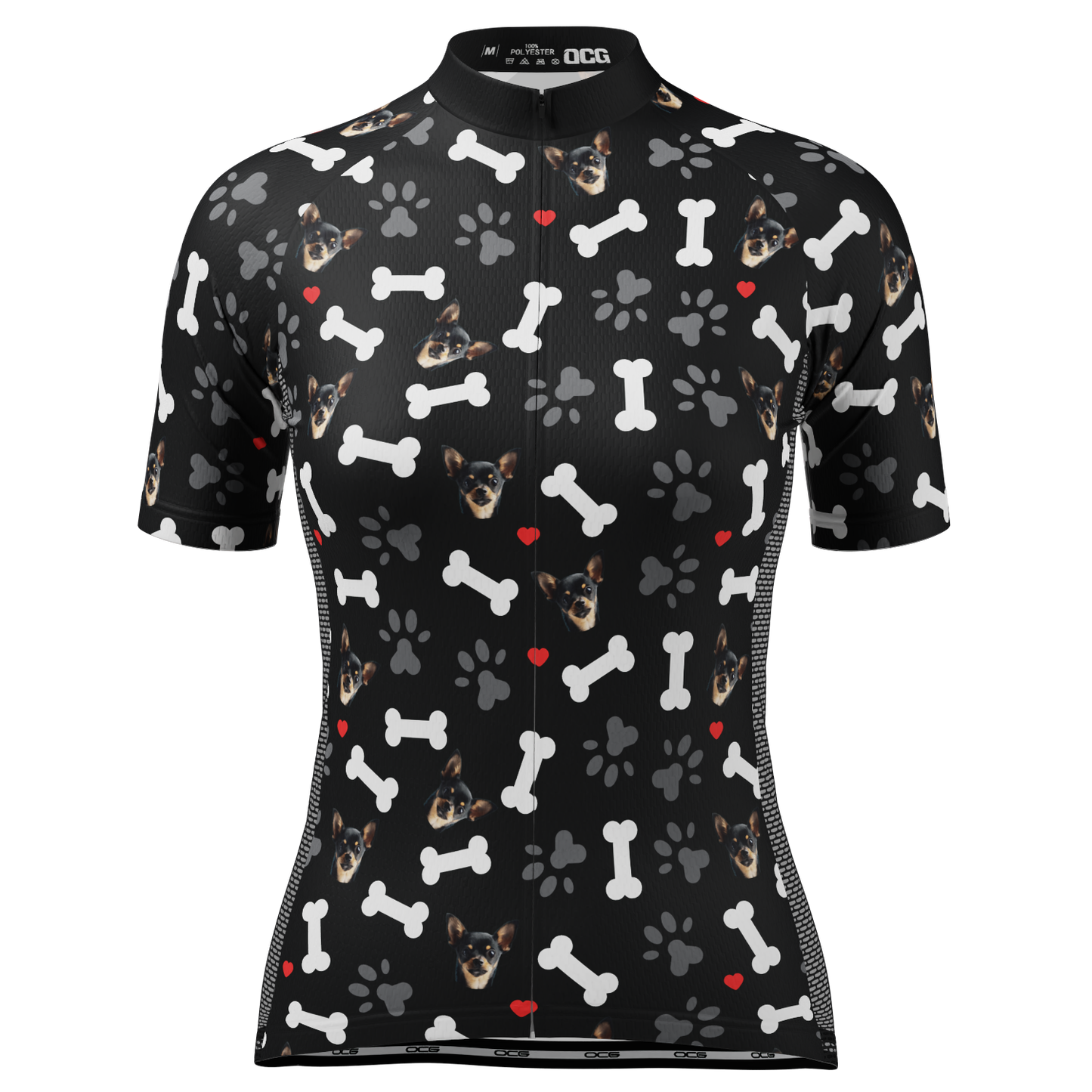 Women's Custom Pet Bones Design Personalized Short Sleeve Cycling Jersey