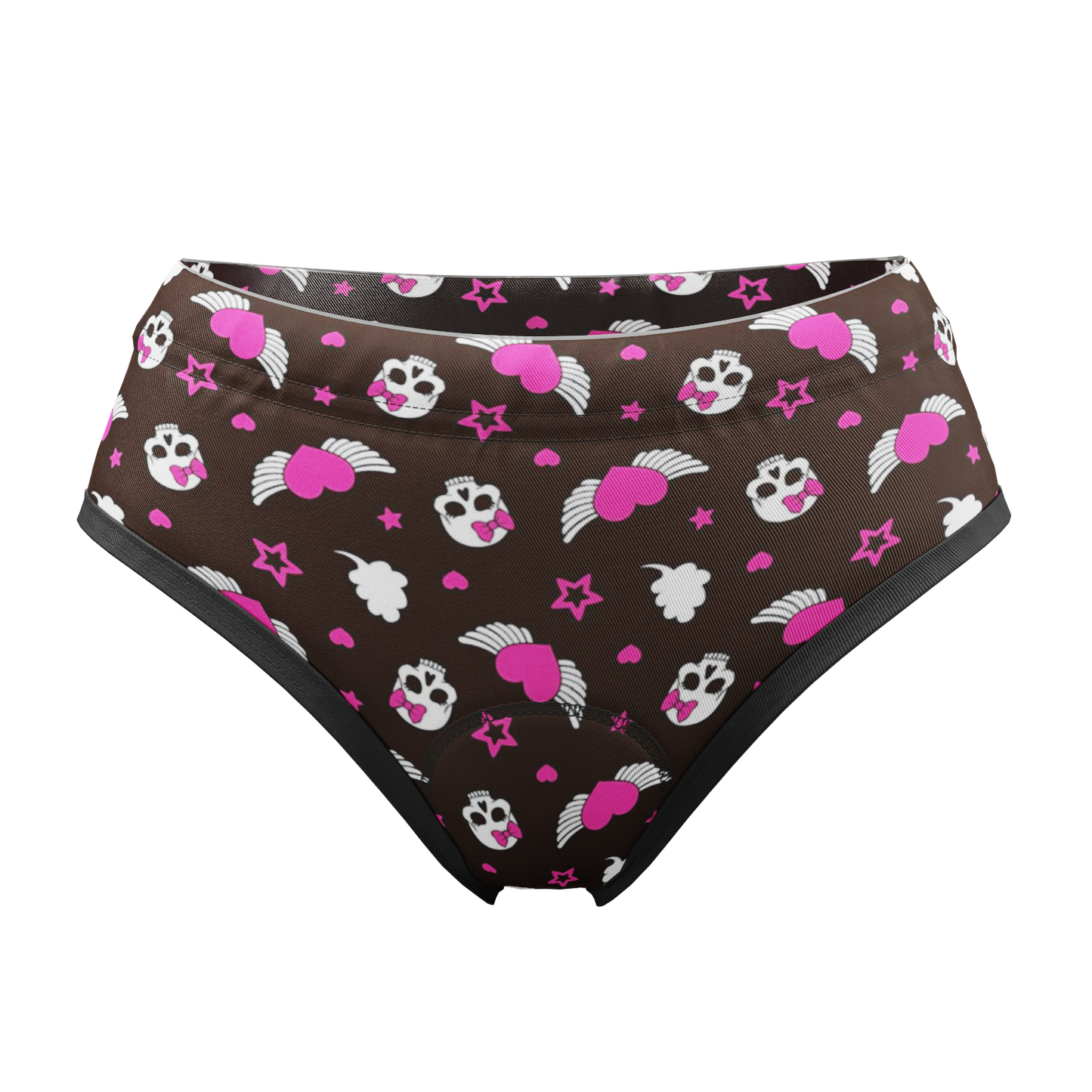 Women's Hearts and Skulls Gel Padded Cycling Underwear-Briefs