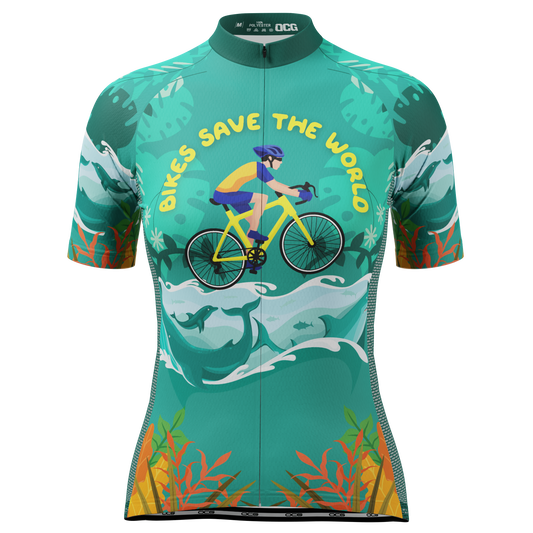Women's Bikes Save The World Short Sleeve Cycling Jersey