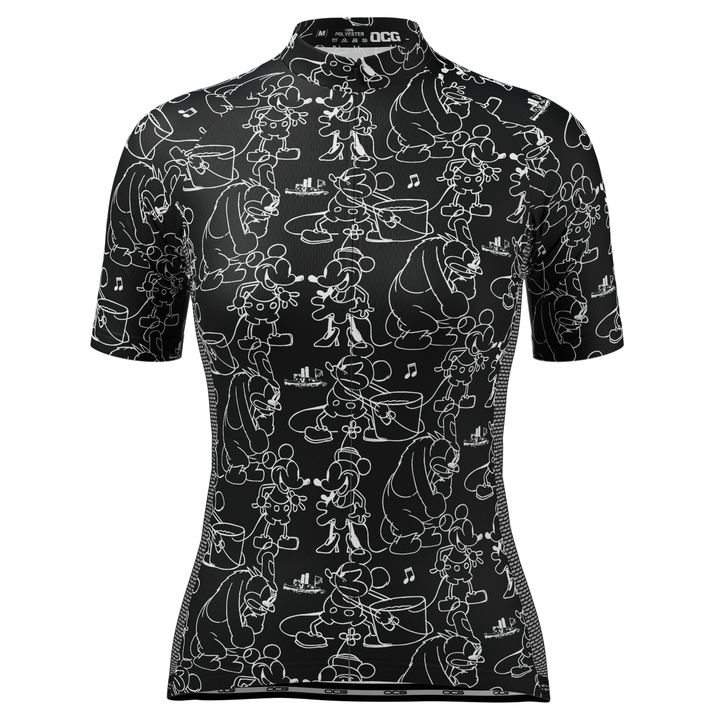 Women's Steamboat Willie Sketches Short Sleeve Cycling Jersey