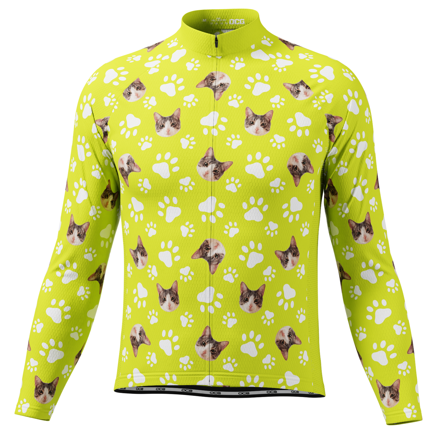 Men's Custom Pet Paws Design Personalized Long-Sleeve Cycling Jersey
