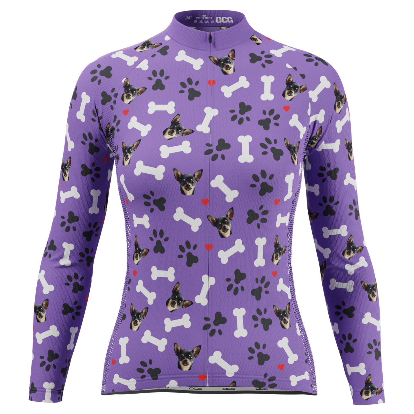 Women's Custom Pet Bones Design Personalized Long Sleeve Cycling Jersey