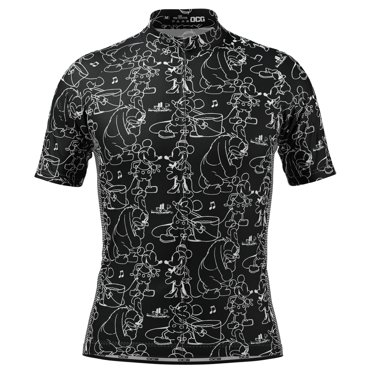 Men's Steamboat Willie Sketches Short Sleeve Cycling Jersey