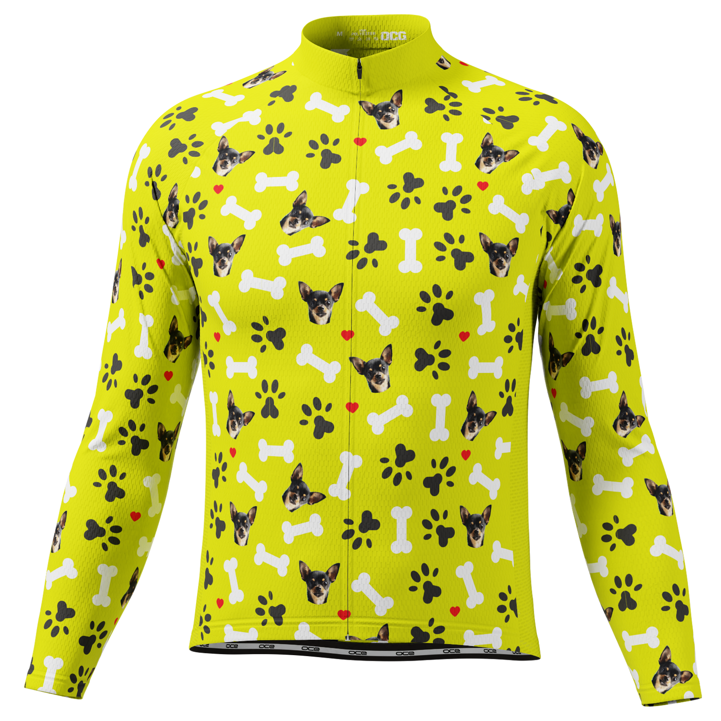 Men's Custom Pet Bones Design Personalized Long-Sleeve Cycling Jersey