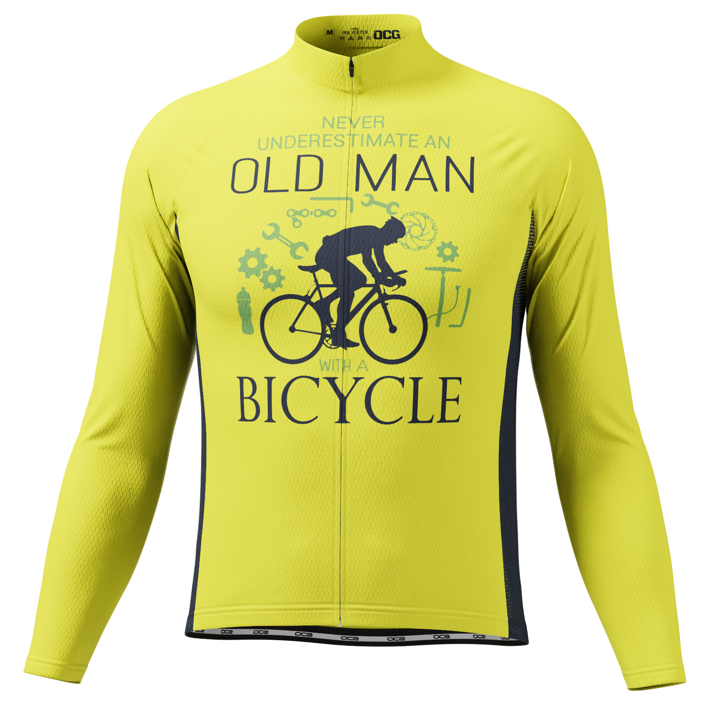 Men's Never Underestimate an Old Man Long Sleeve Cycling Jersey