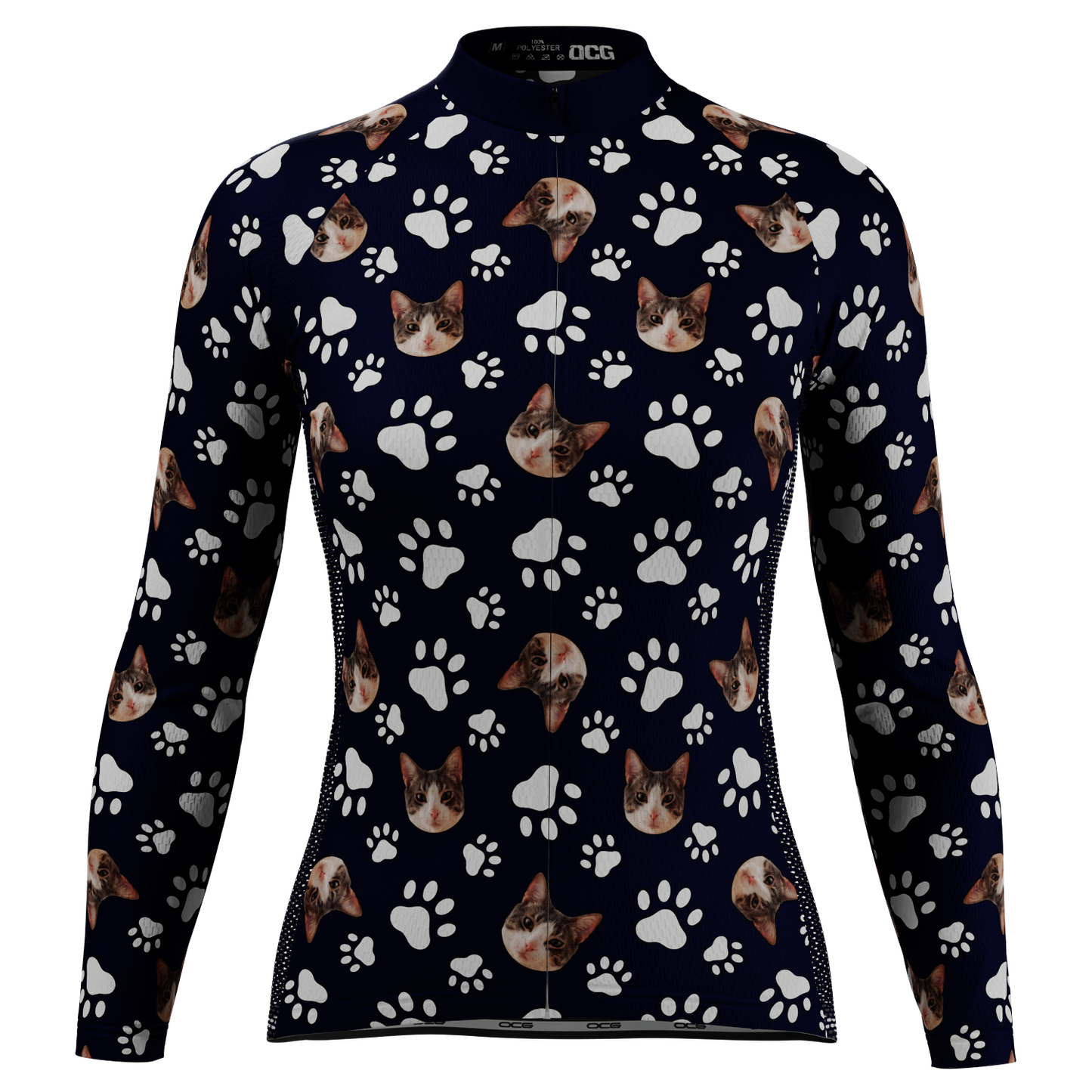 Women's Custom Pet Paws Design Personalized Long Sleeve Cycling Jersey