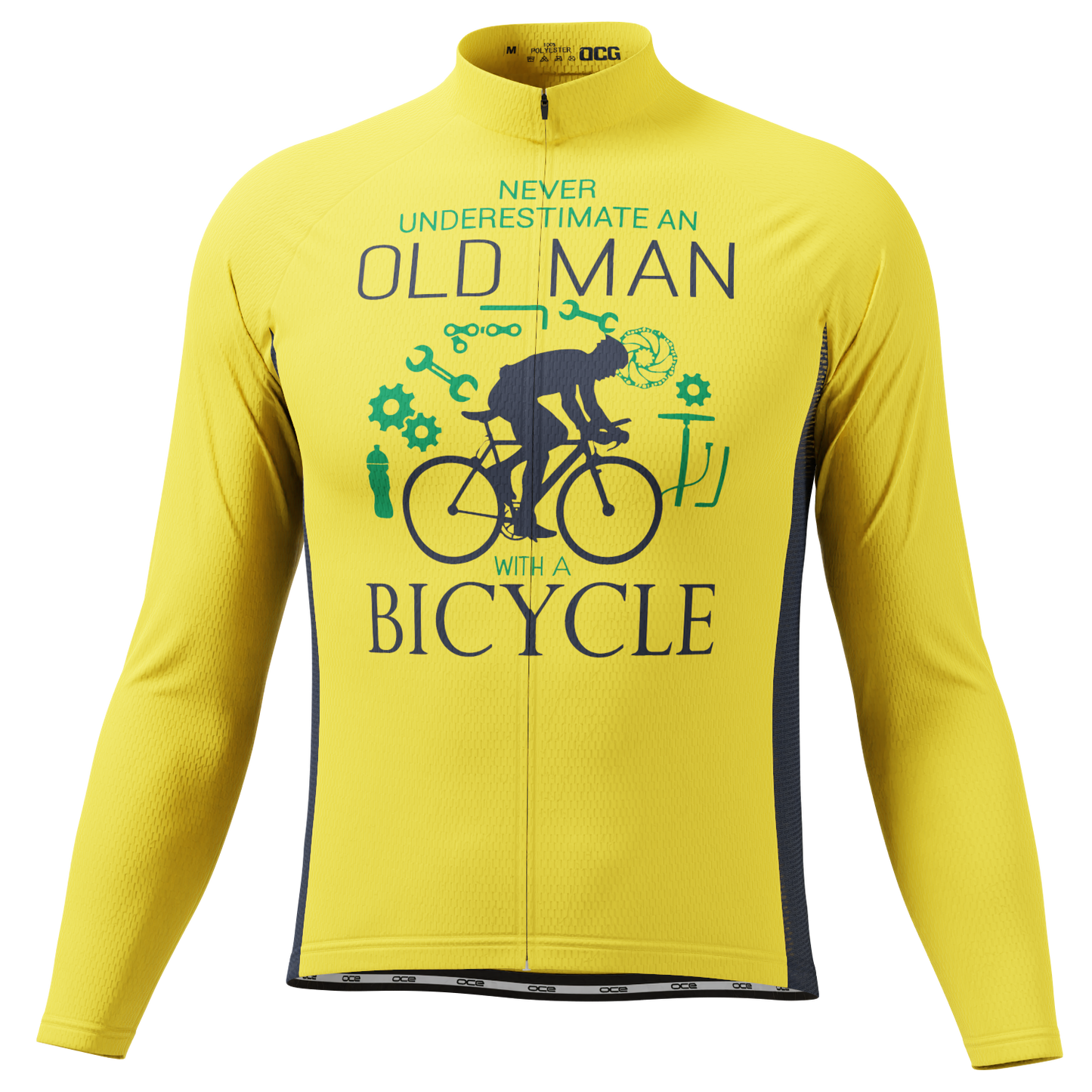 Men's Never Underestimate an Old Man Long Sleeve Cycling Jersey