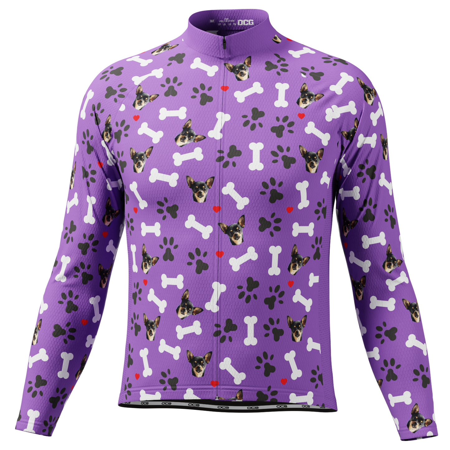Men's Custom Pet Bones Design Personalized Long-Sleeve Cycling Jersey