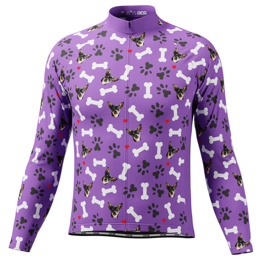 Men's Custom Pet Bones Design Personalized Long-Sleeve Cycling Jersey