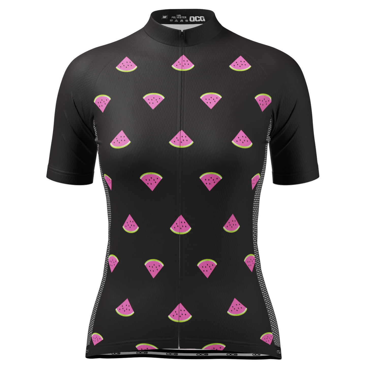 Women's Watermelon Black Short Sleeve Cycling Jersey