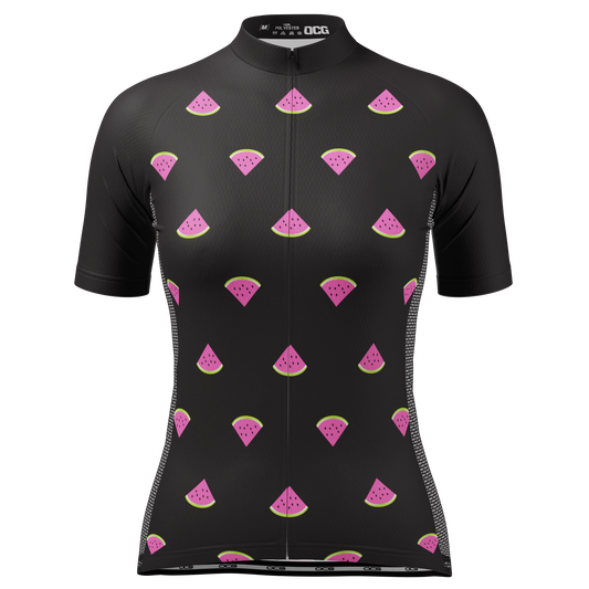 Women's Watermelon Black Short Sleeve Cycling Jersey
