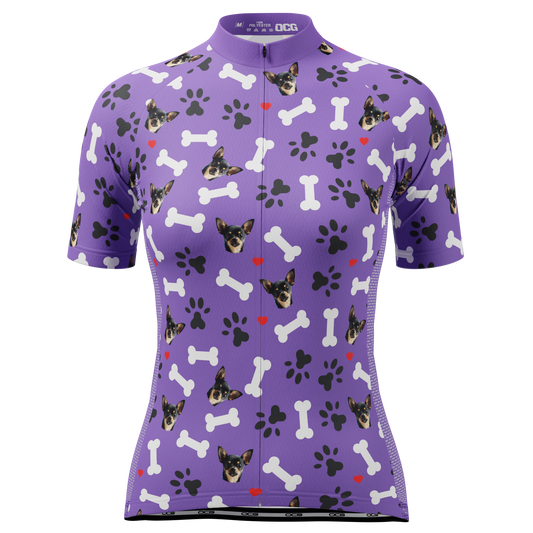 Women's Custom Pet Bones Design Personalized Short Sleeve Cycling Jersey