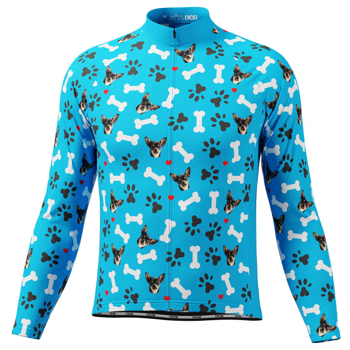 Men's Custom Pet Bones Design Personalized Long-Sleeve Cycling Jersey