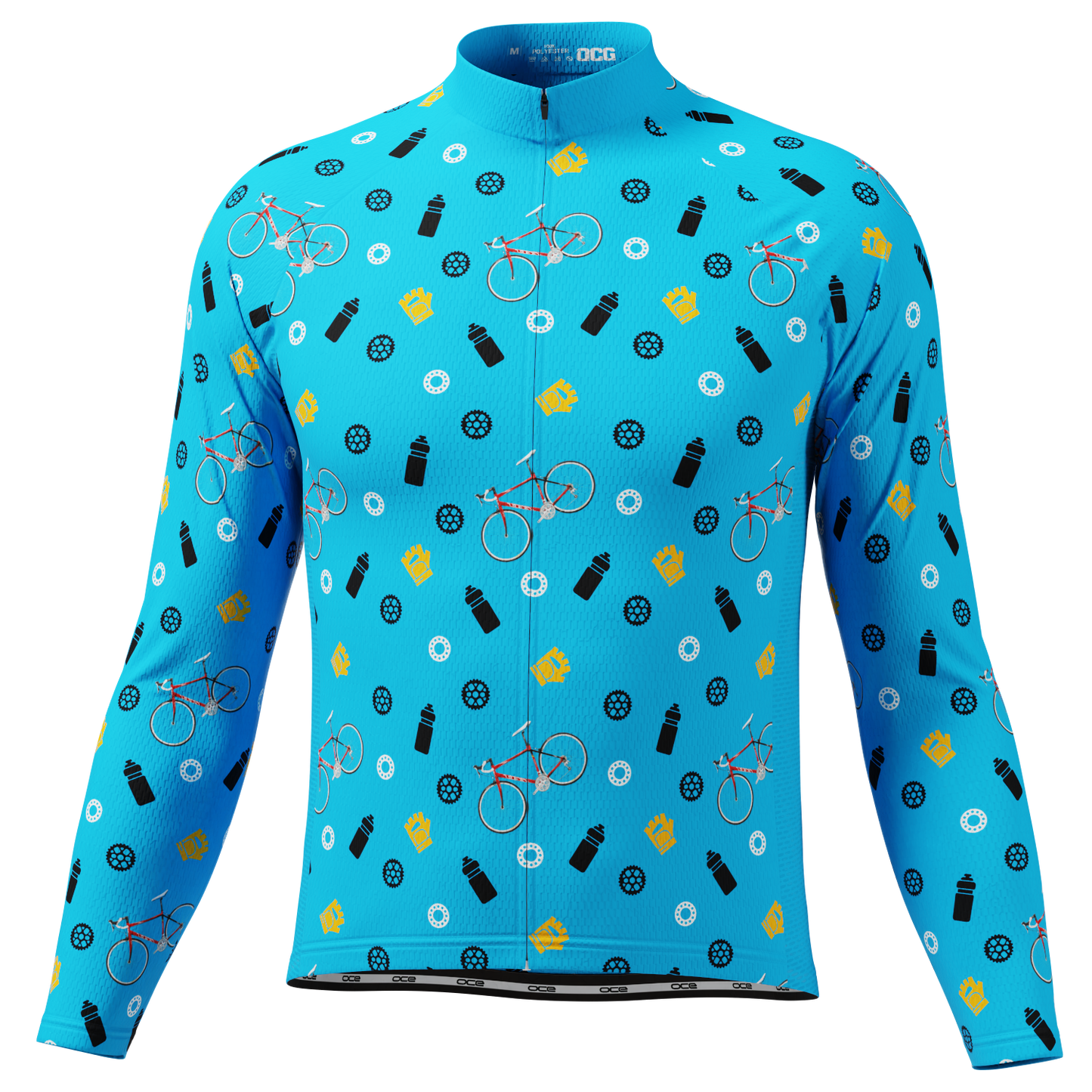 Men's Custom Bike & Gears Design Personalized Long Sleeve Cycling Jersey
