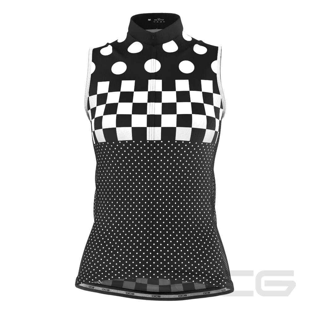 Women's The "Nina" Polka Dot Checkered Sleeveless Tech Cycling Jersey
