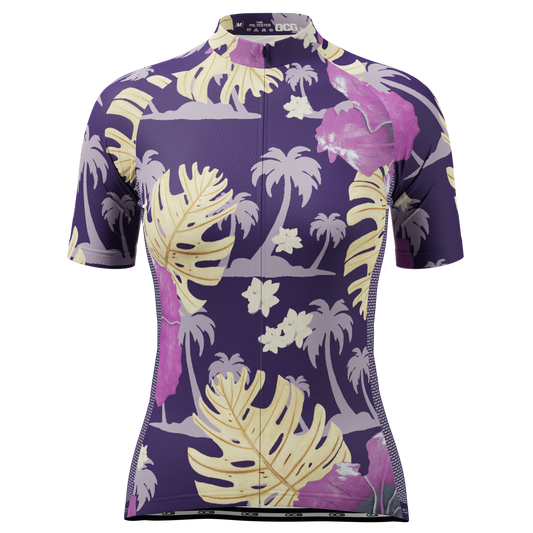 Women's Palmtree Leaves Short Sleeve Cycling Jersey