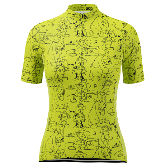 Women's Steamboat Willie Sketches Short Sleeve Cycling Jersey