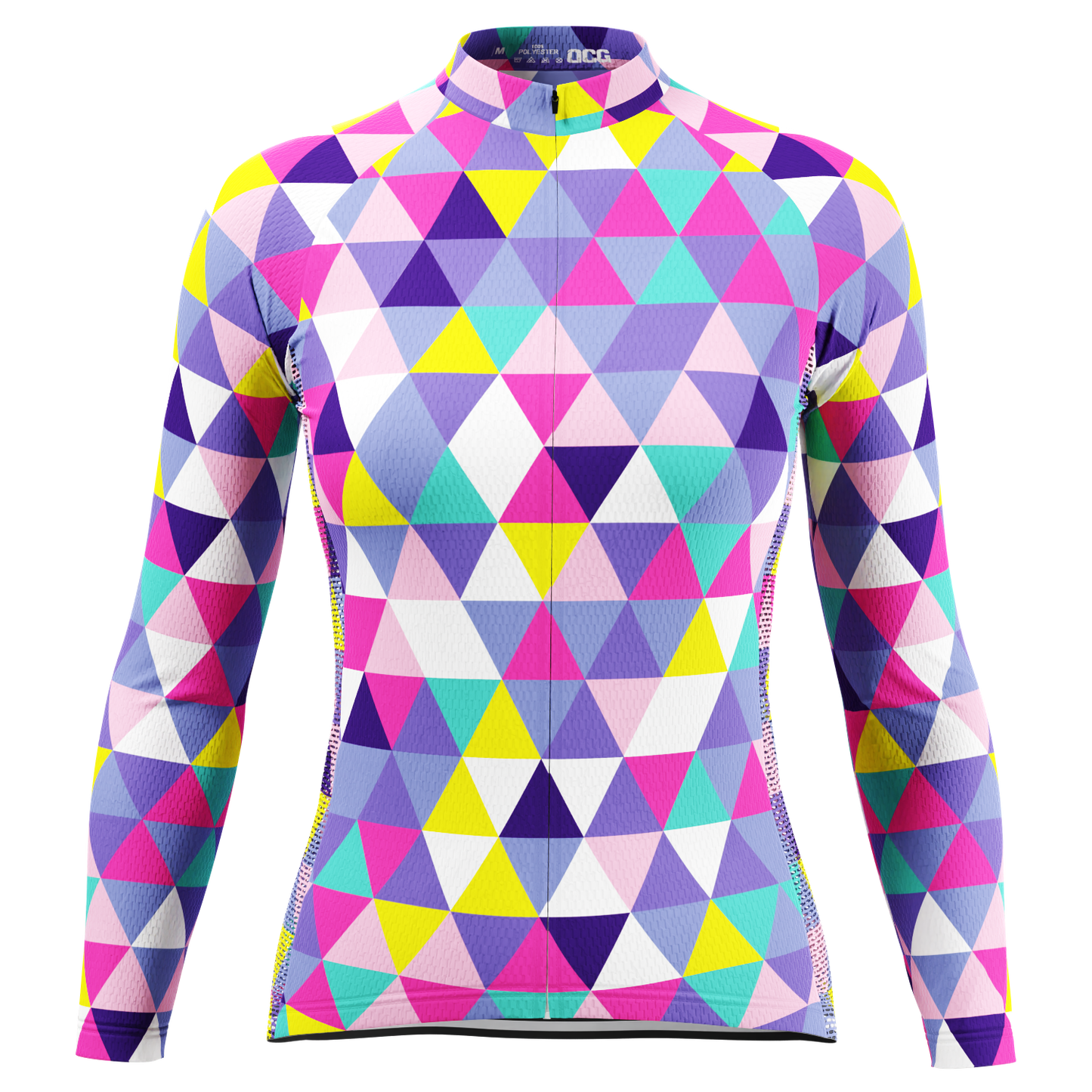 Women's High Viz Color Triangles Long Sleeve Cycling Jersey