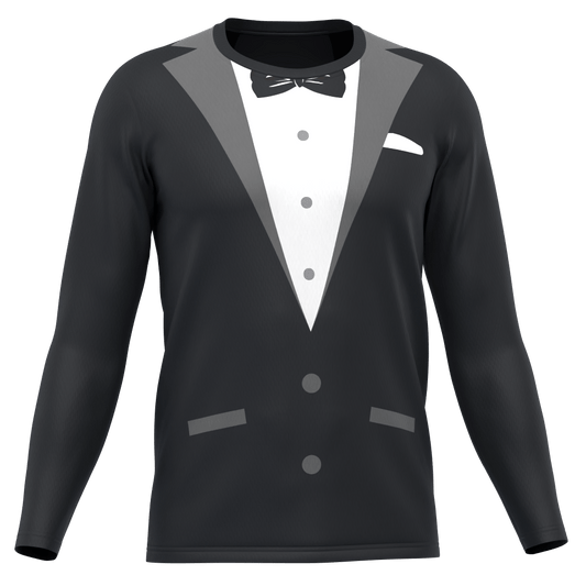 Men's Groom Formal Suit and Bow Long Sleeve Running Shirt