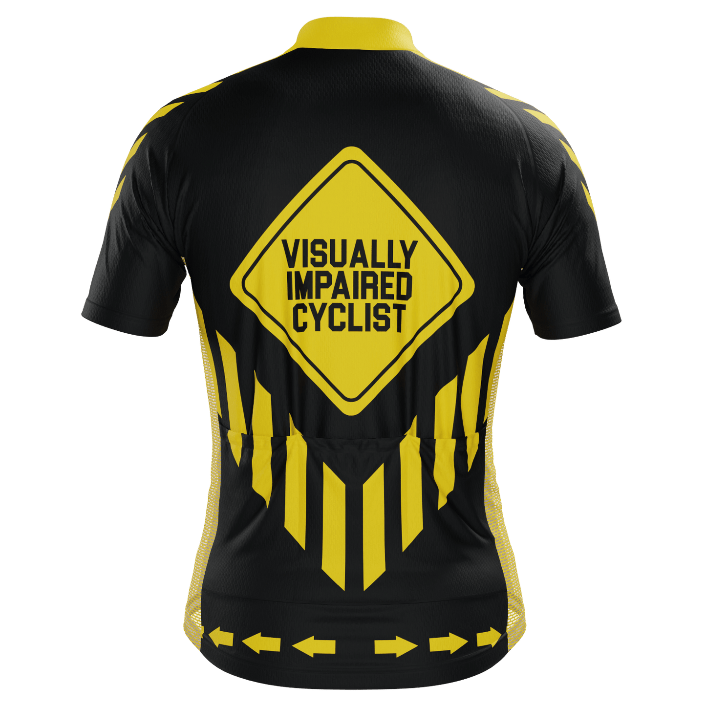 Men's Caution Visually Impaired Cyclist Short Sleeve Cycling Jersey
