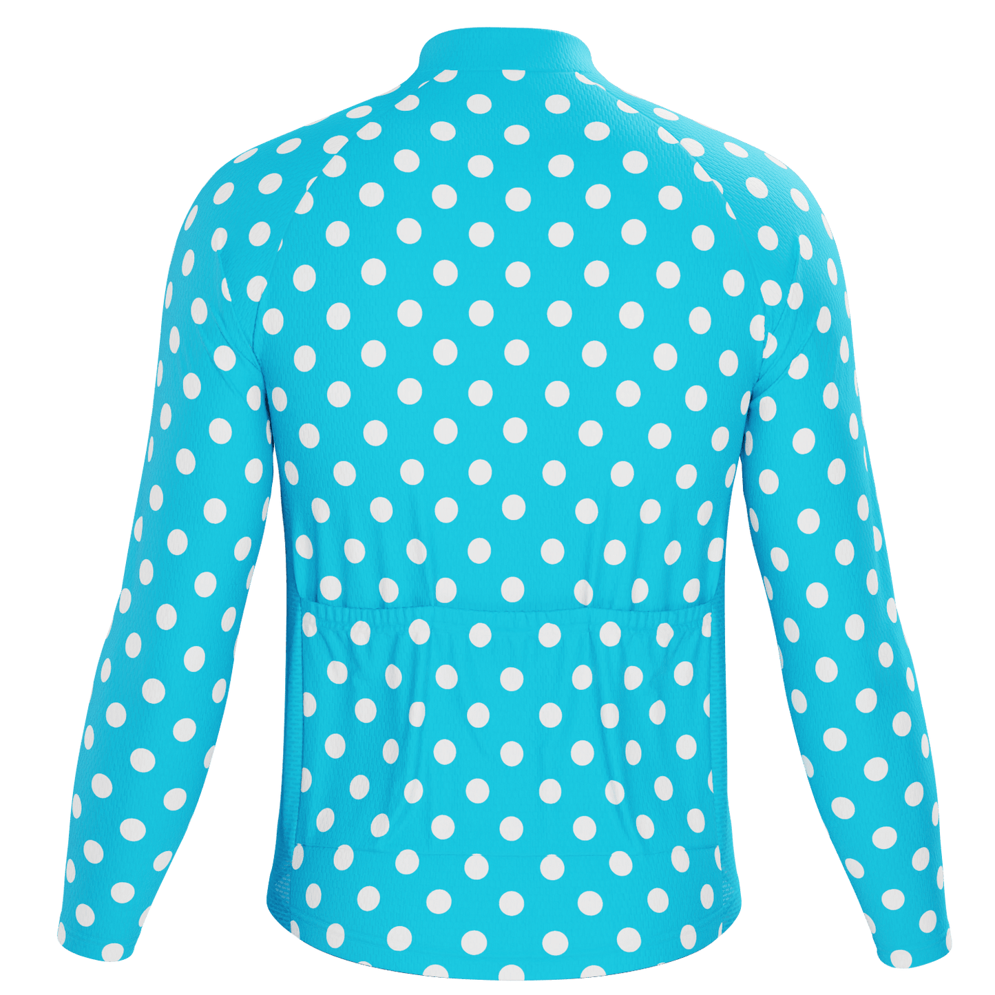 Men's High Viz White Polka Dots on Blue Long Sleeve Cycling Jersey