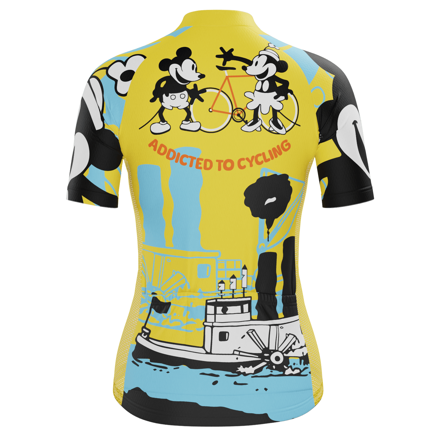 Women's Steamboat Willie-Addicted to Cycling Short Sleeve Cycling Jersey