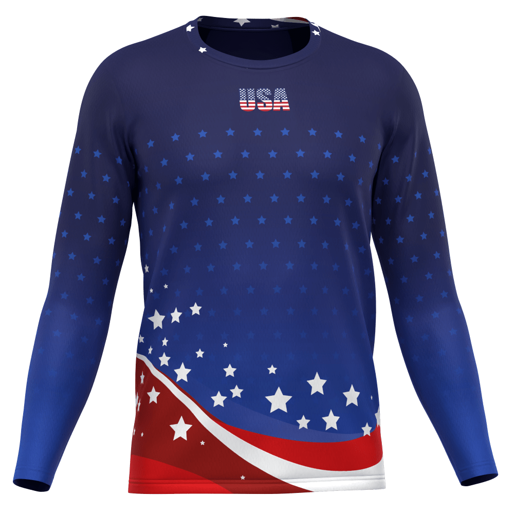 Men's American Stars and Stripes USA Icon Long Sleeve Running Shirt