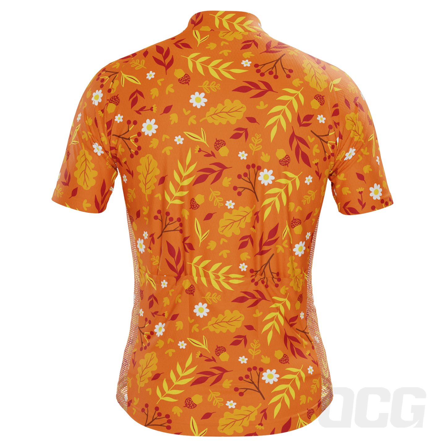 Men's Autumn Leaves Bright Short Sleeve Cycling Jersey