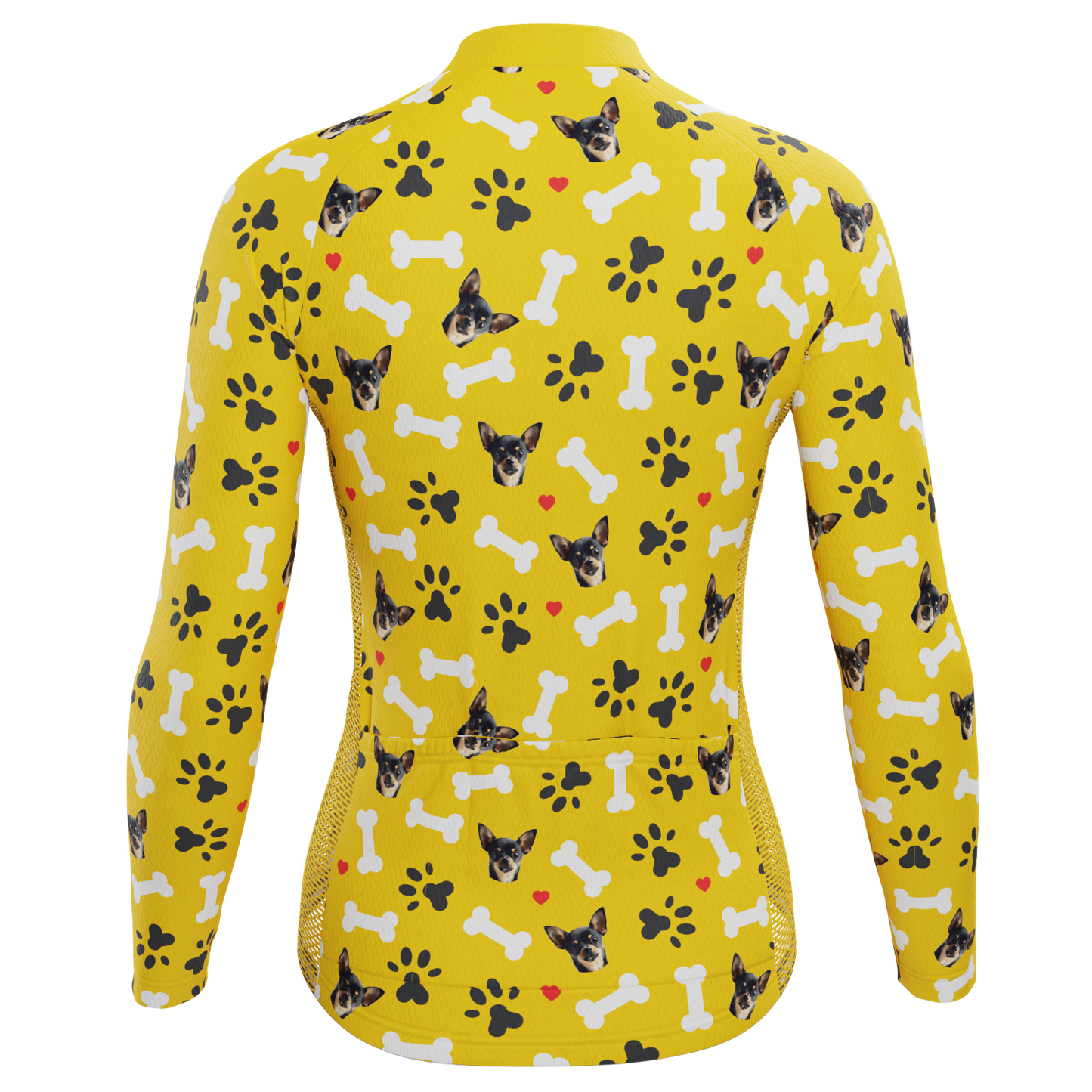 Women's Custom Pet Bones Design Personalized Long Sleeve Cycling Jersey