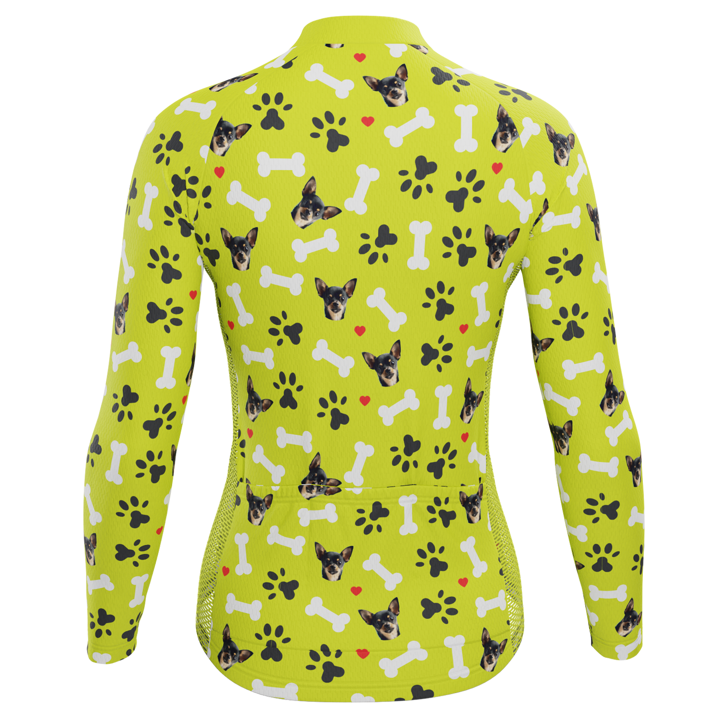 Women's Custom Pet Bones Design Personalized Long Sleeve Cycling Jersey