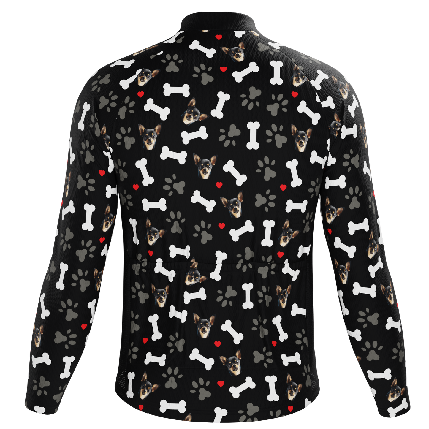 Men's Custom Pet Bones Design Personalized Long-Sleeve Cycling Jersey