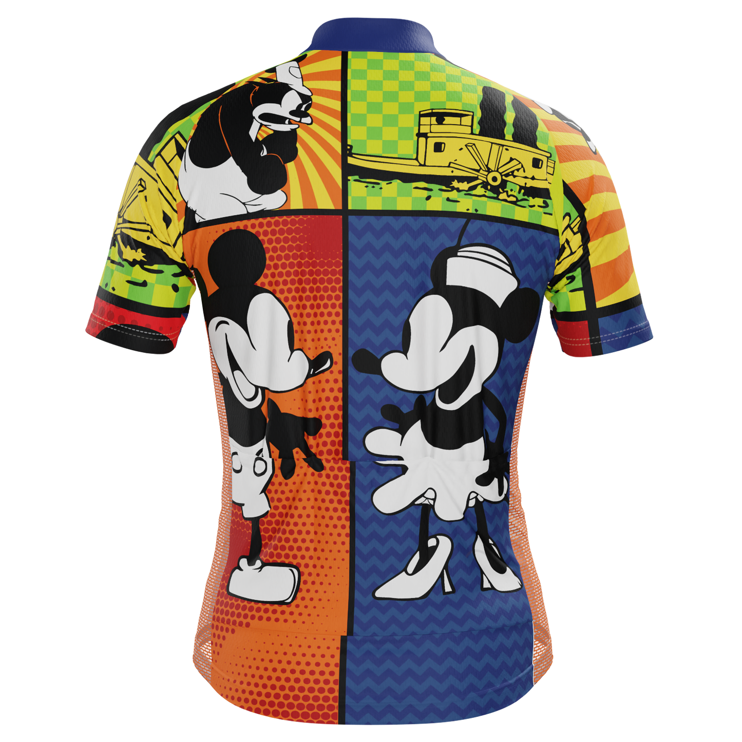Men's Steamboat Willie Comic Vignettes Short Sleeve Cycling Jersey